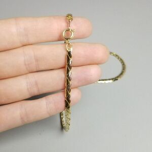 Vintage Simple Gold Tone Chain Necklace, Serpentine Pattern, 15 Inches Long